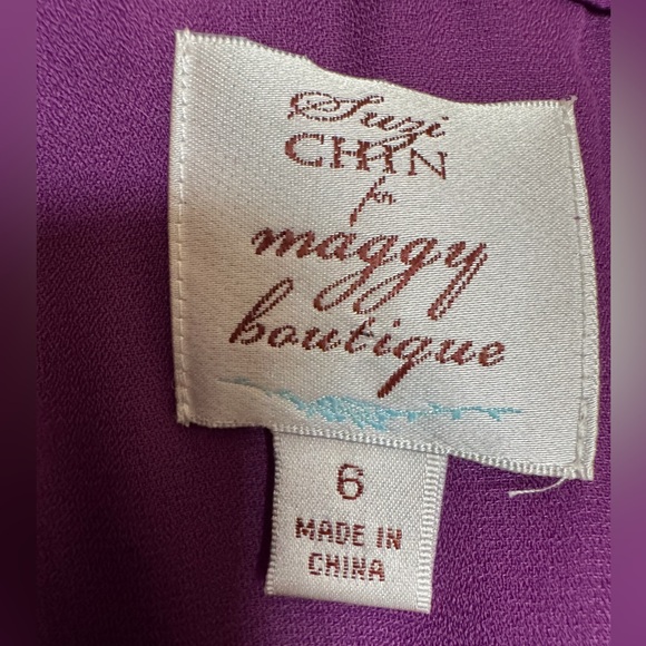 💜 Suzi Chin Silk Purple Ruffle Dress - Picture 7 of 7